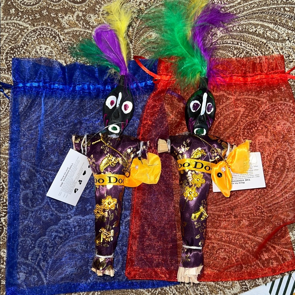 Voodoo Dolls Voo Doo Dolls From New Orleans  Set of 2 NEW With Tags and Pins
